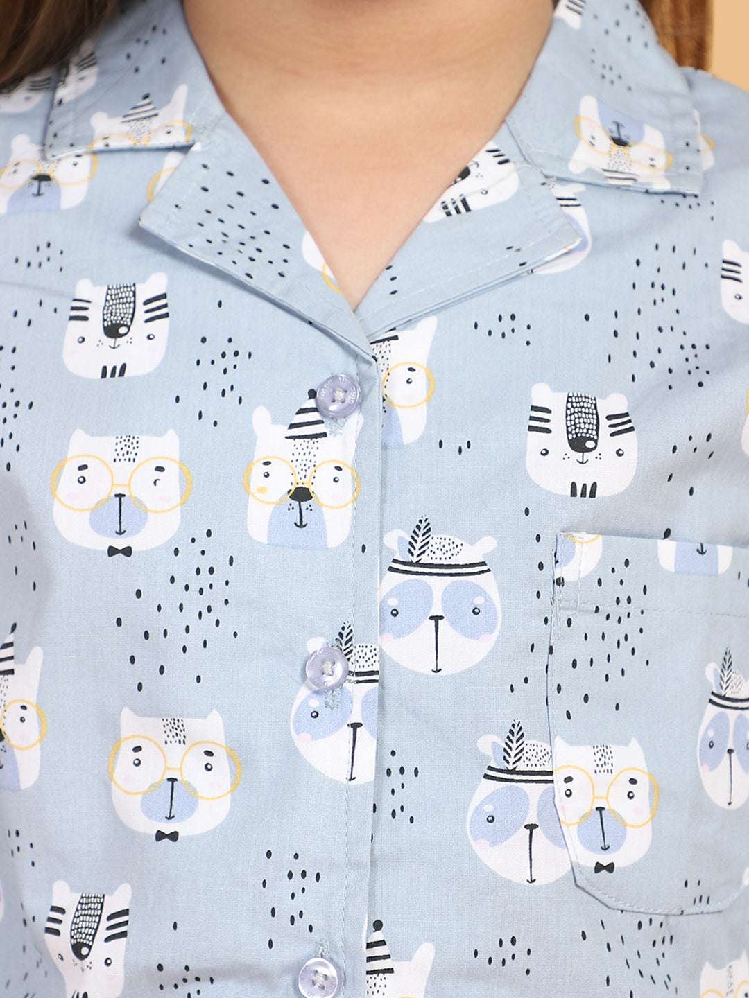 Black &amp; Grey Full Sleeves Solid Top And Pyjama Set With Slippers