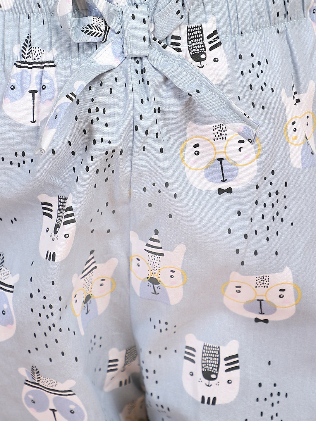 Black &amp; Grey Full Sleeves Solid Top And Pyjama Set With Slippers