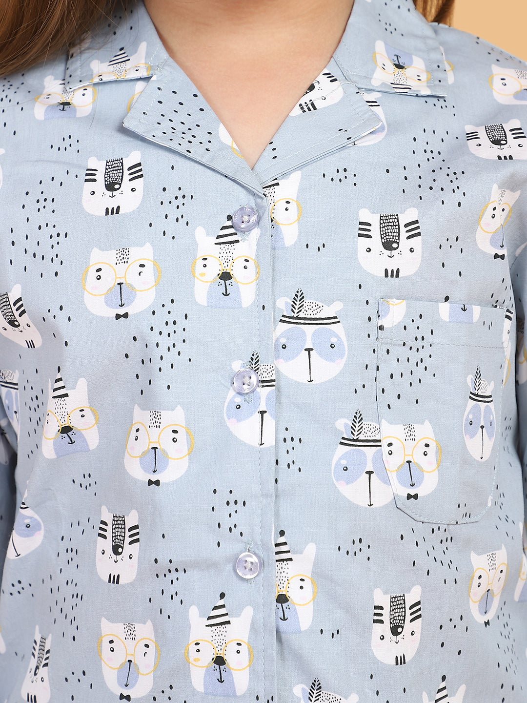 Black &amp; Grey Full Sleeves Solid Top And Pyjama Set With Slippers