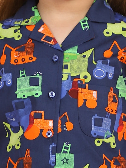 Girls Blue &amp; Red Printed Night suit