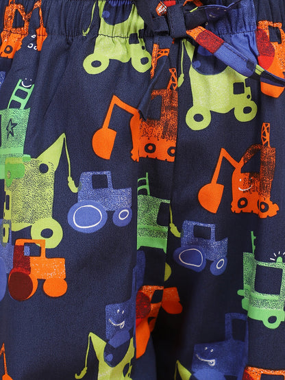 Girls Blue &amp; Red Printed Night suit