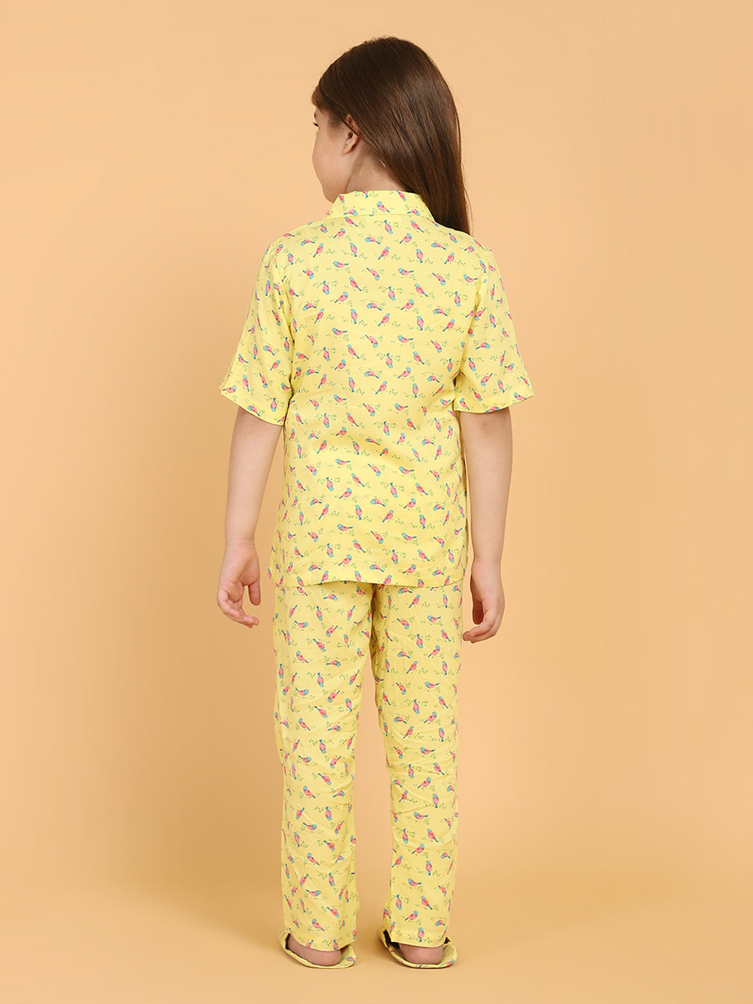 Girls Yellow &amp; Pink Printed Night suit