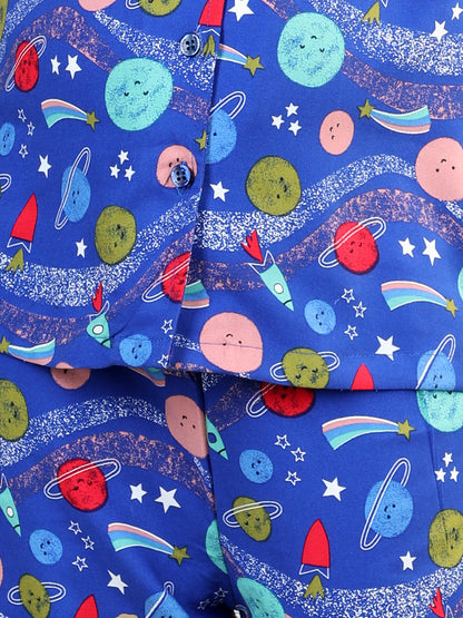 Girls Blue Space Themed Pyjama Set