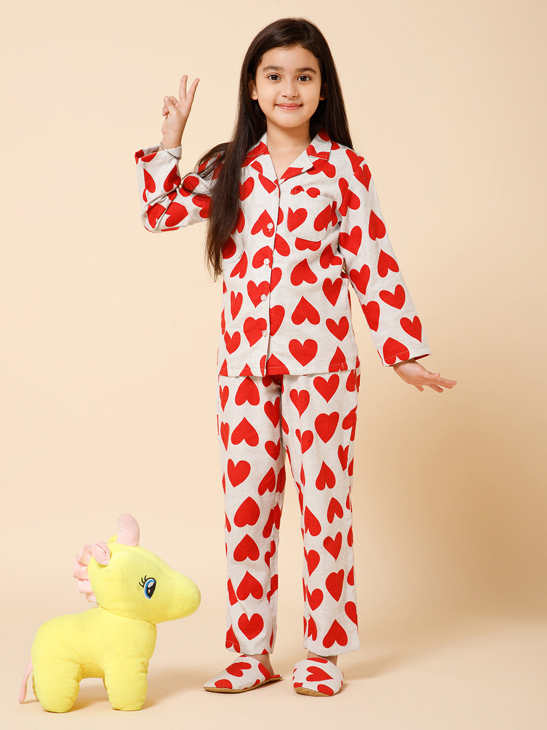 Piccolo-Printed Night Suit With Slip Ons- White