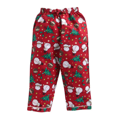 Red Floral Print Full Sleeve Shirt And Pyjama Set