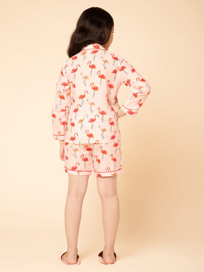 Girls Printed Top & Shorts Night Suit