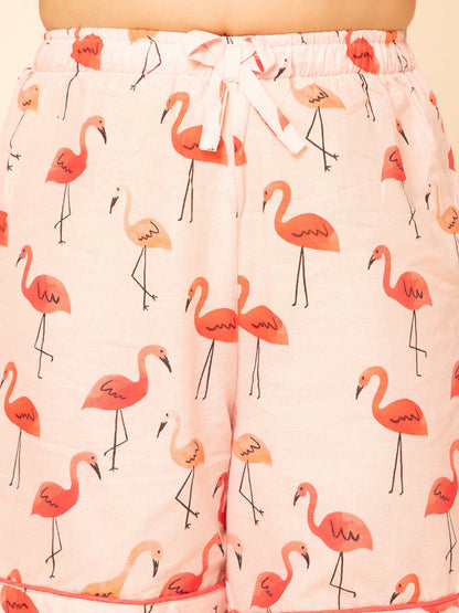 Girls Printed Top & Shorts Night Suit