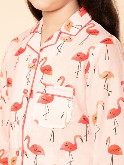 Girls Printed Top & Shorts Night Suit