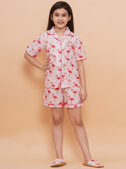 Girls Flamingo Print Pyjama Set