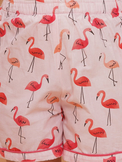 Girls Tropic Print Pure Cotton Pyjama Set With Slip-Ons