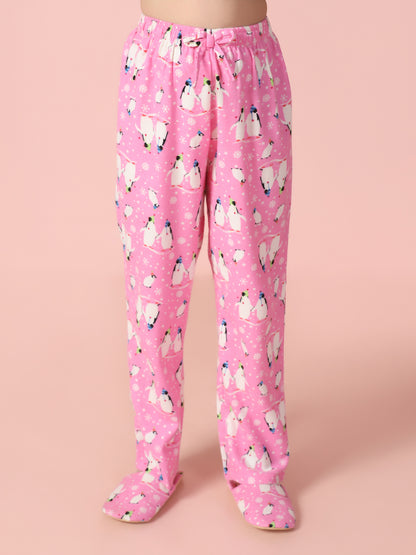 Penguin Printed Shirt and Pyjama with Slip Ons