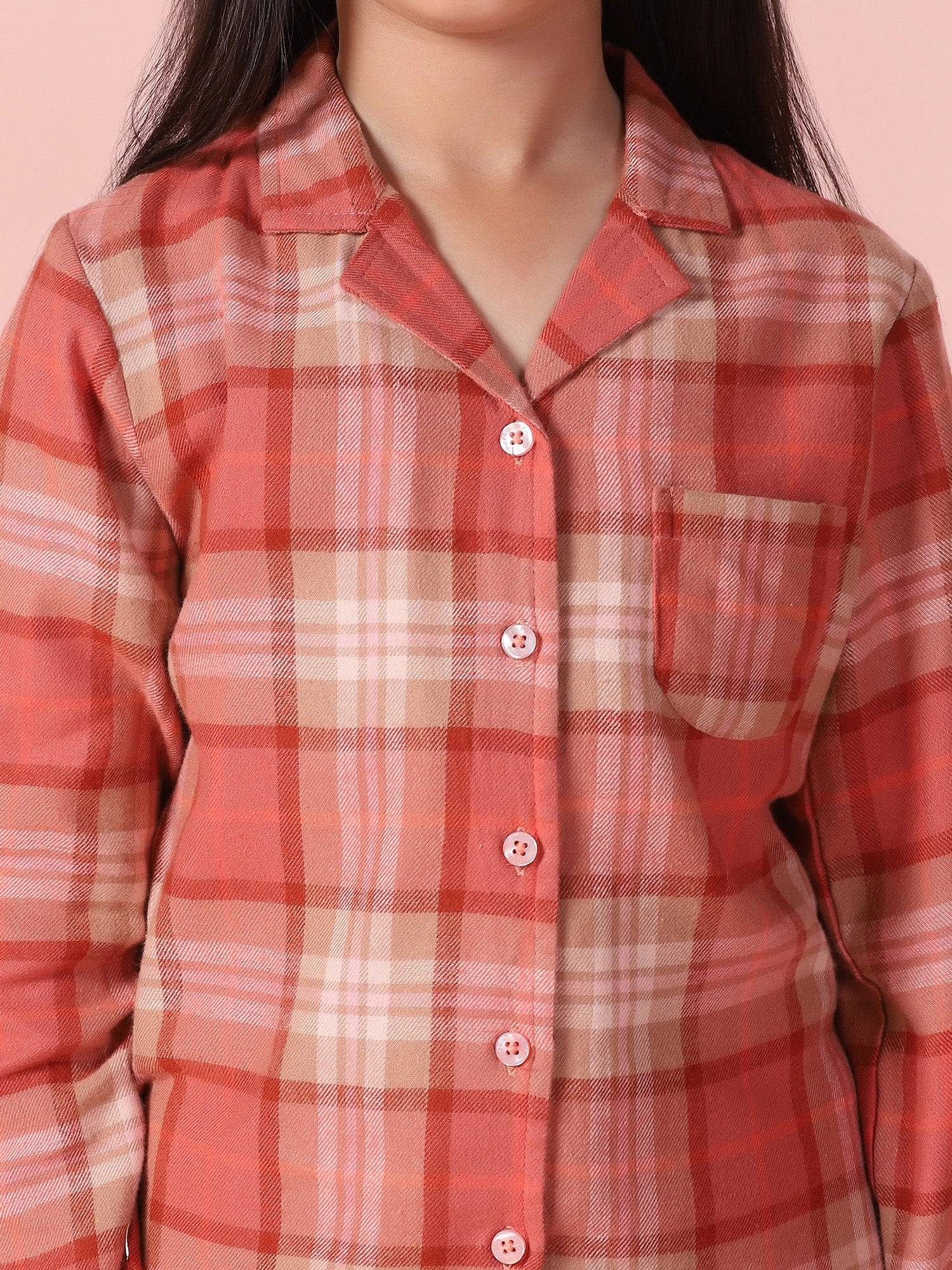 Checks Printed Shirt and Pyjama with Slip Ons