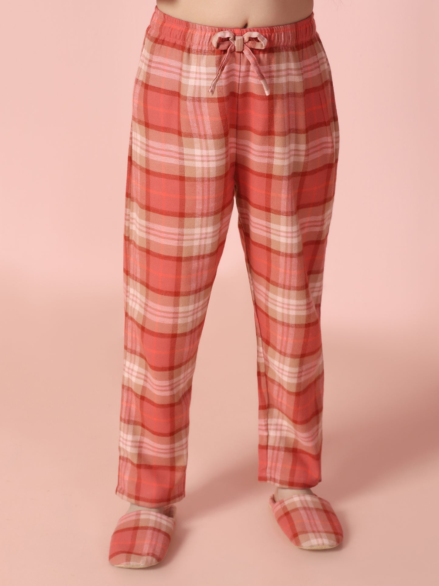 Checks Printed Shirt and Pyjama with Slip Ons