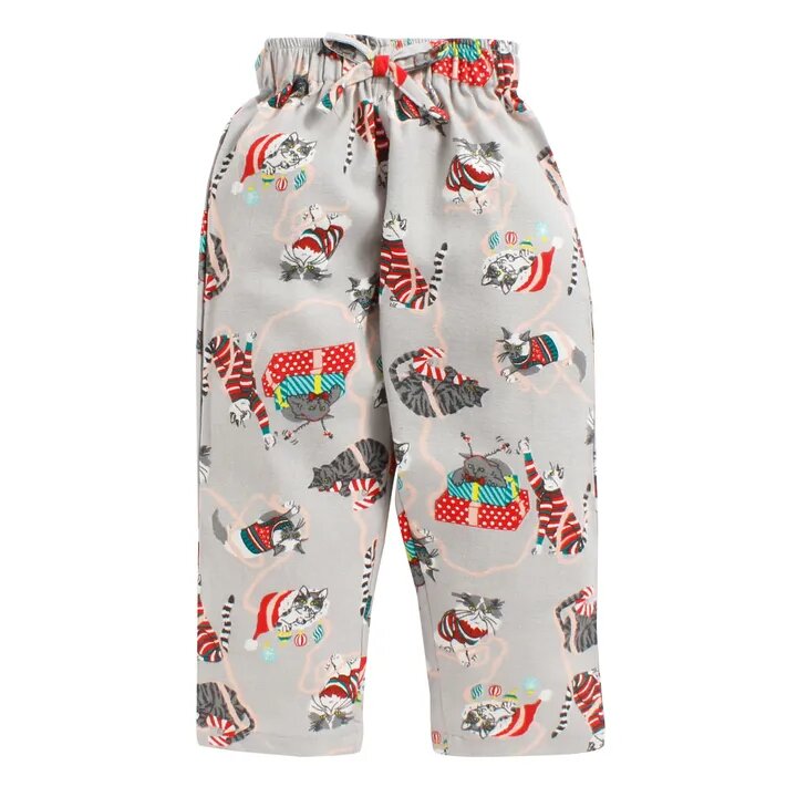 Gray Animal Cat Print  Shirt and Pyjama Set