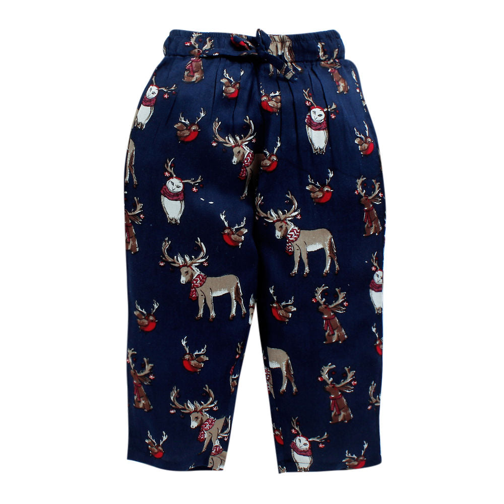 Navy Animal Print Shirt and Bottom Set