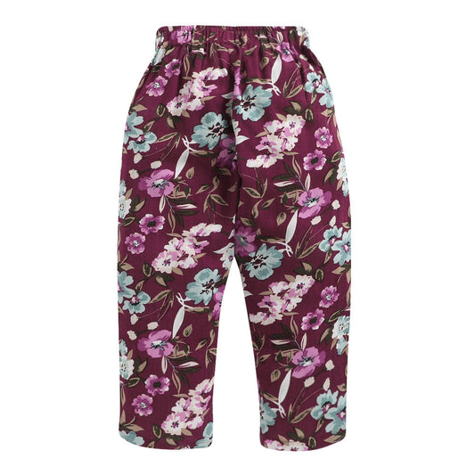 Floral Print Full Sleeves Top and Pyjama Set - Violet