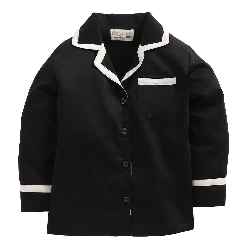 Solid Full Sleeves Top and Pyjama Set - Black