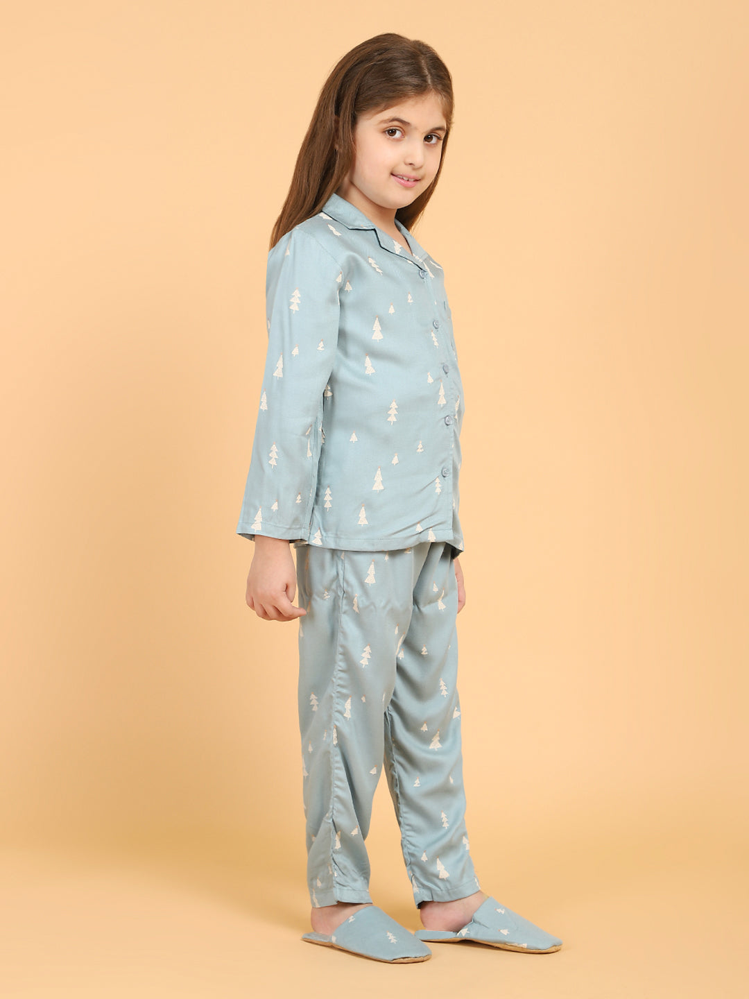 Green printed Shirt With Pyjama set