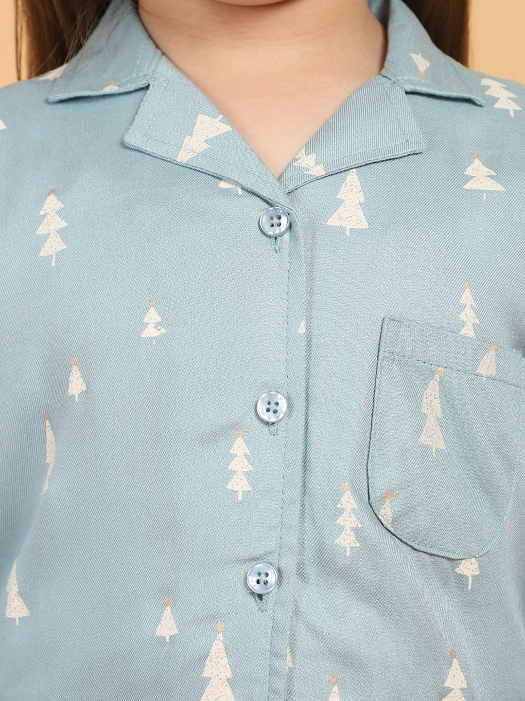 Green printed Shirt With Pyjama set