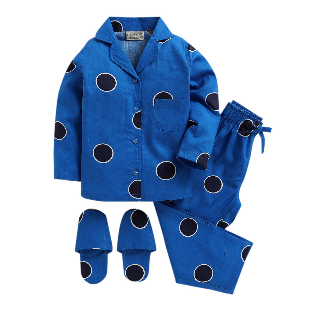 Royal Blue Polka Dots Top & Pyjama Sets