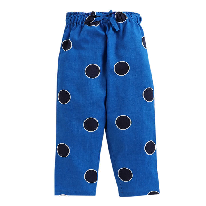 Royal Blue Polka Dots Top &amp; Pyjama Sets