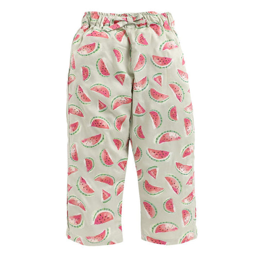 Fruit Print Full Sleeve Top And Pyjama Set-Cream