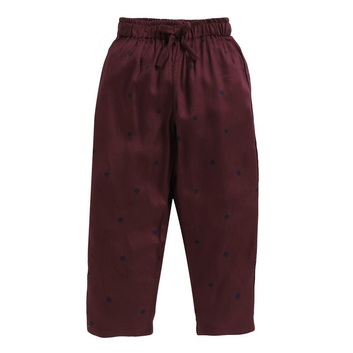 Solid Full Sleeve Top And Pyjama Set-Purple