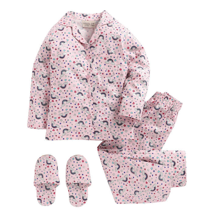 All Over Print Full Sleeve Top And Pyjama Set-Pink