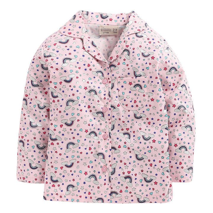All Over Print Full Sleeve Top And Pyjama Set-Pink