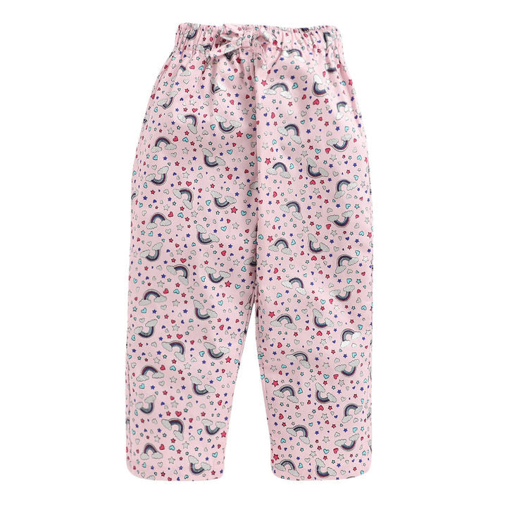 All Over Print Full Sleeve Top And Pyjama Set-Pink