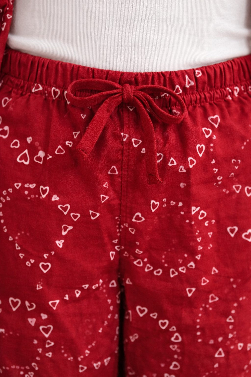 Piccolo Girls Maroon Heart Printed Rayon Night Suit with Front Pockets -Maroon