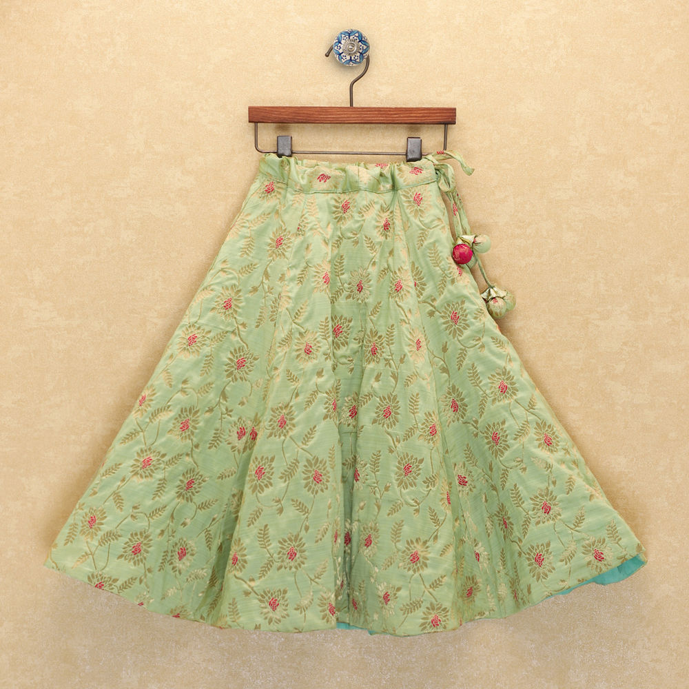 Green Floral Lehenga