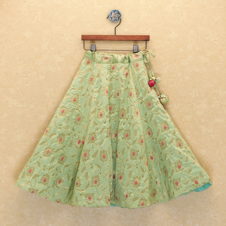 Green Floral Lehenga